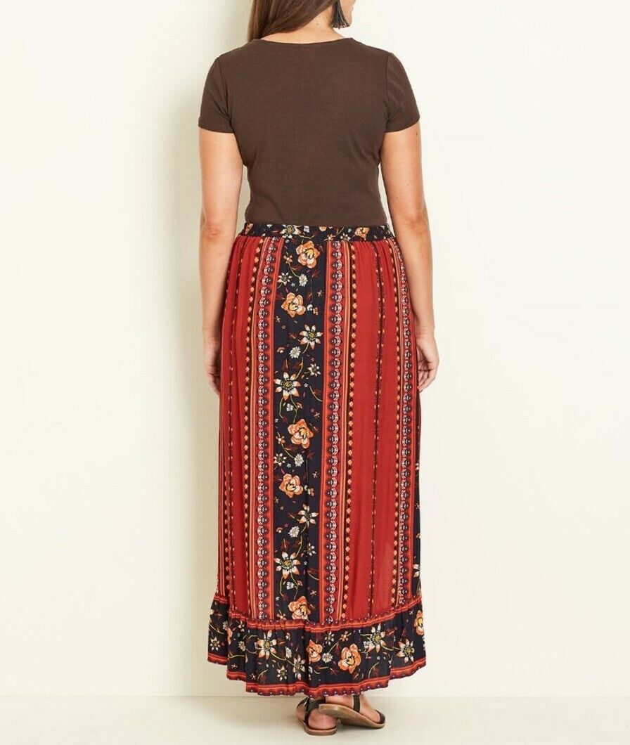 Crossroads Earth Tones Gypsy Floral Maxi Skirt