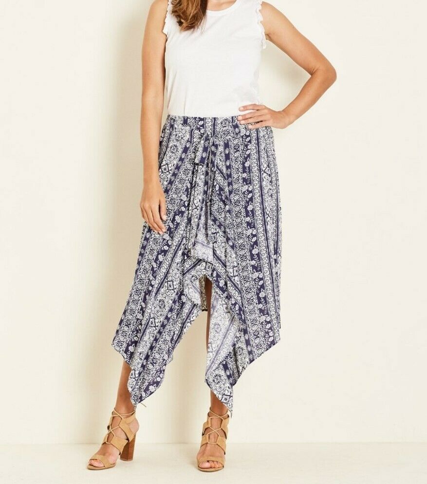 Crossroads Paisley Hanky Hem Maxi Skirt With Elastic Waist