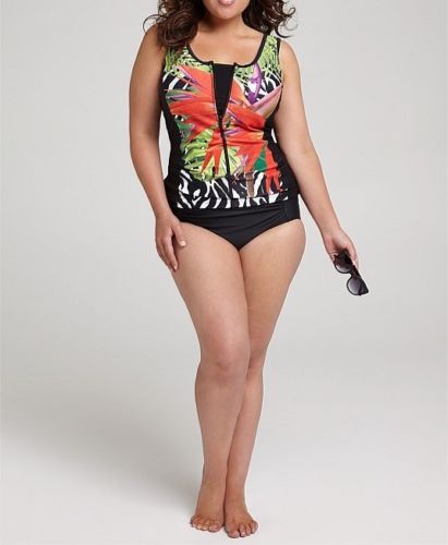 Plus Size Taking Shape Black Bottom Swim Brief With Control Panel Size 24