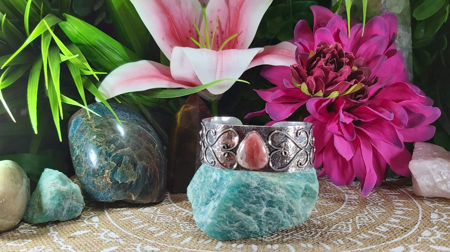 Rhodochrosite Inner Peace Bangle Bracelet (B101)