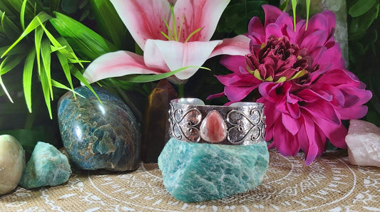 Rhodochrosite Inner Peace Bangle Bracelet (B101)