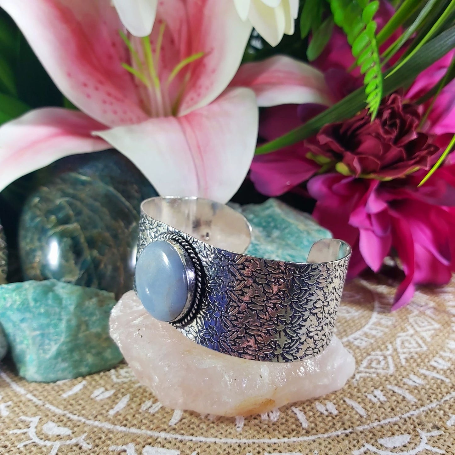 Angelite Inner Peace Bangle Bracelet (B142)