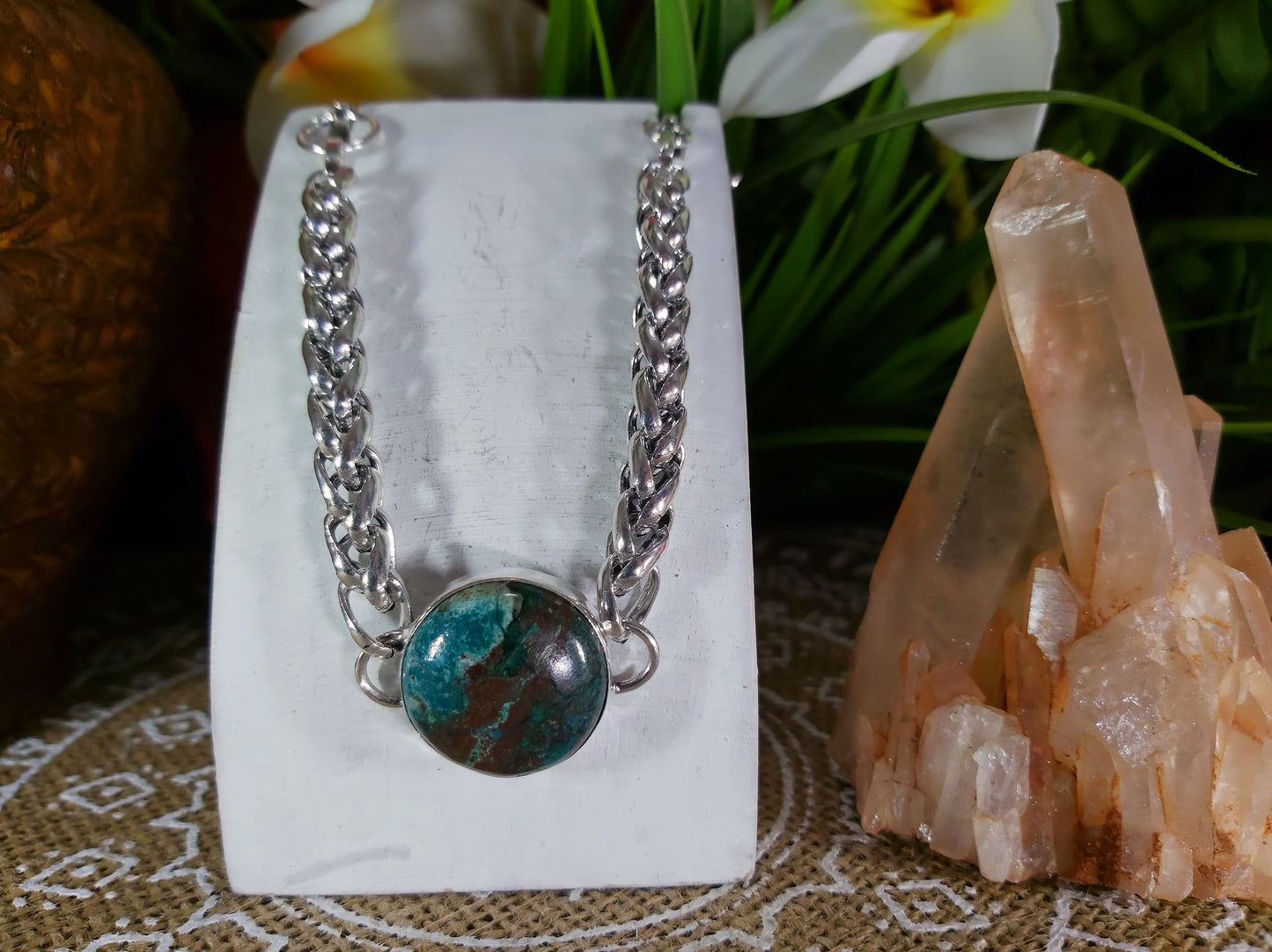 African Turquoise Gemstone Bracelet 20 cm (B16)