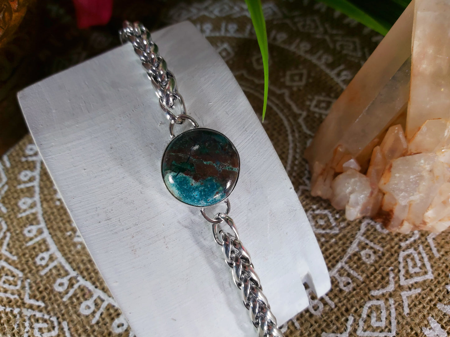 African Turquoise Gemstone Bracelet 20 cm (B16)