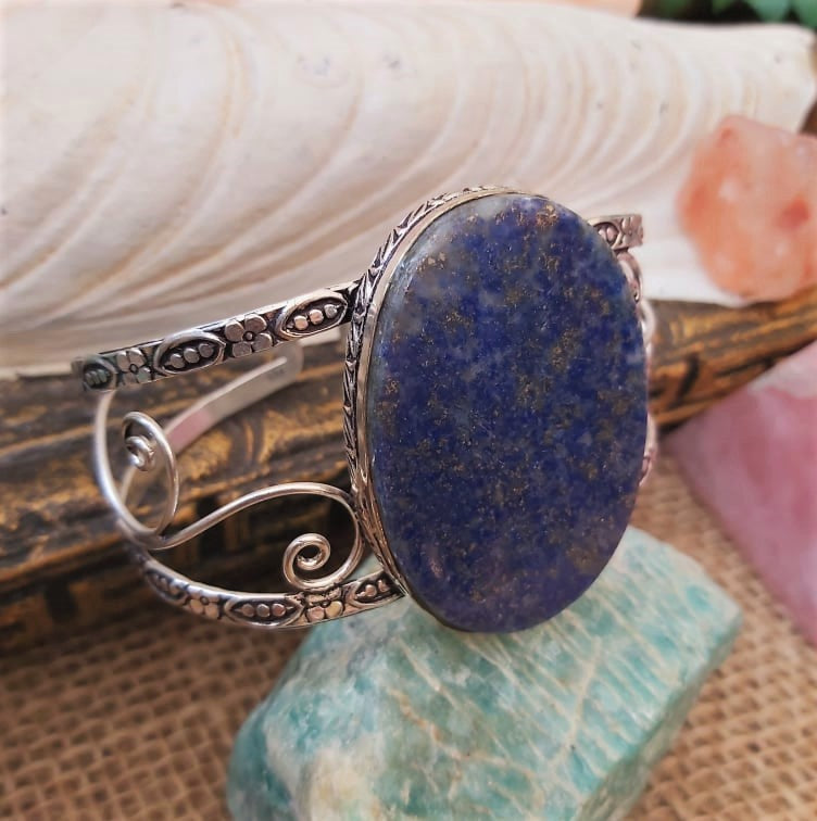 Lapis Lazuli Truth & Compassion Gemstone Bangle (B171)