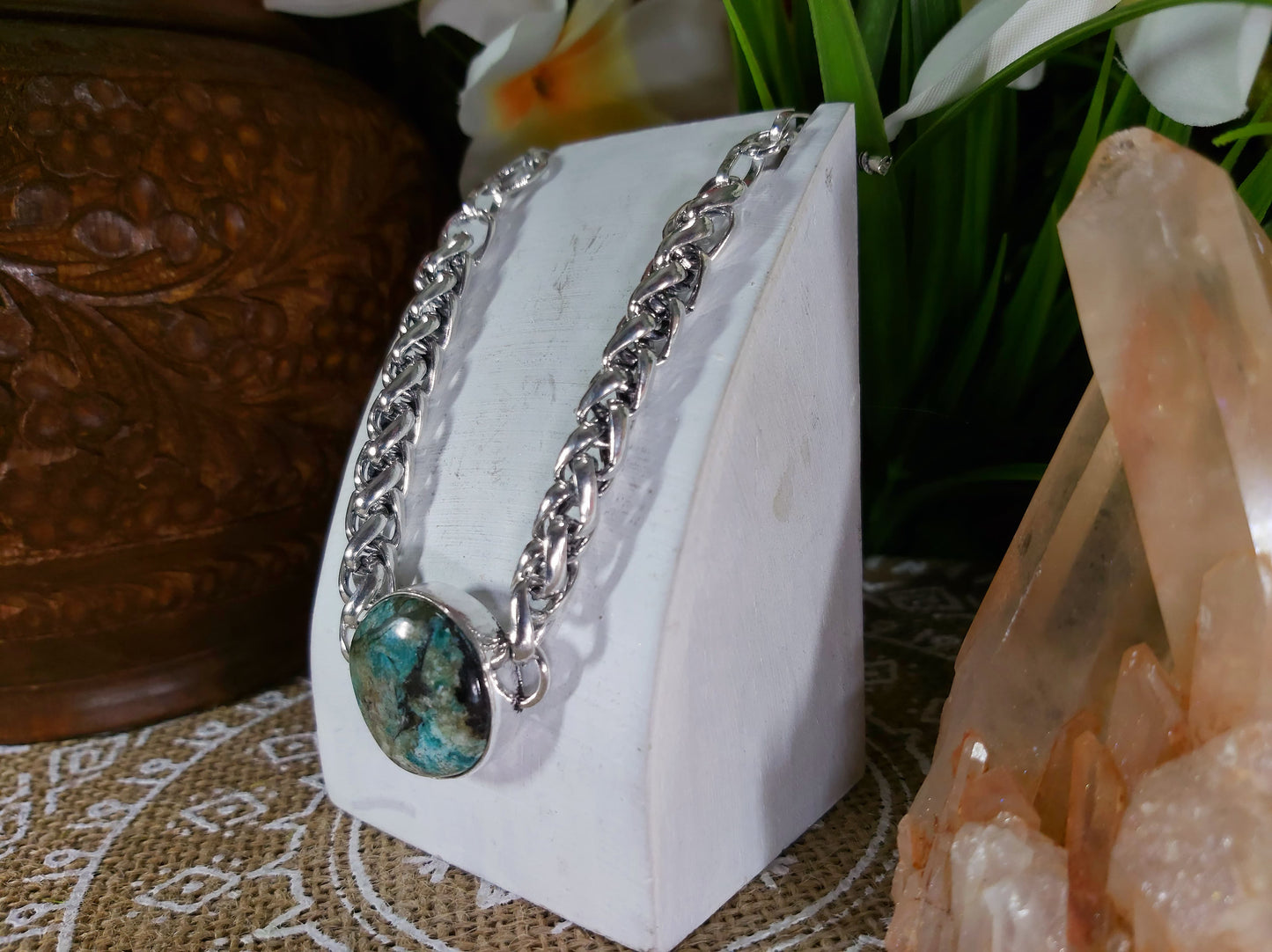 African Turquoise Gemstone Bracelet 20 cm (B19)