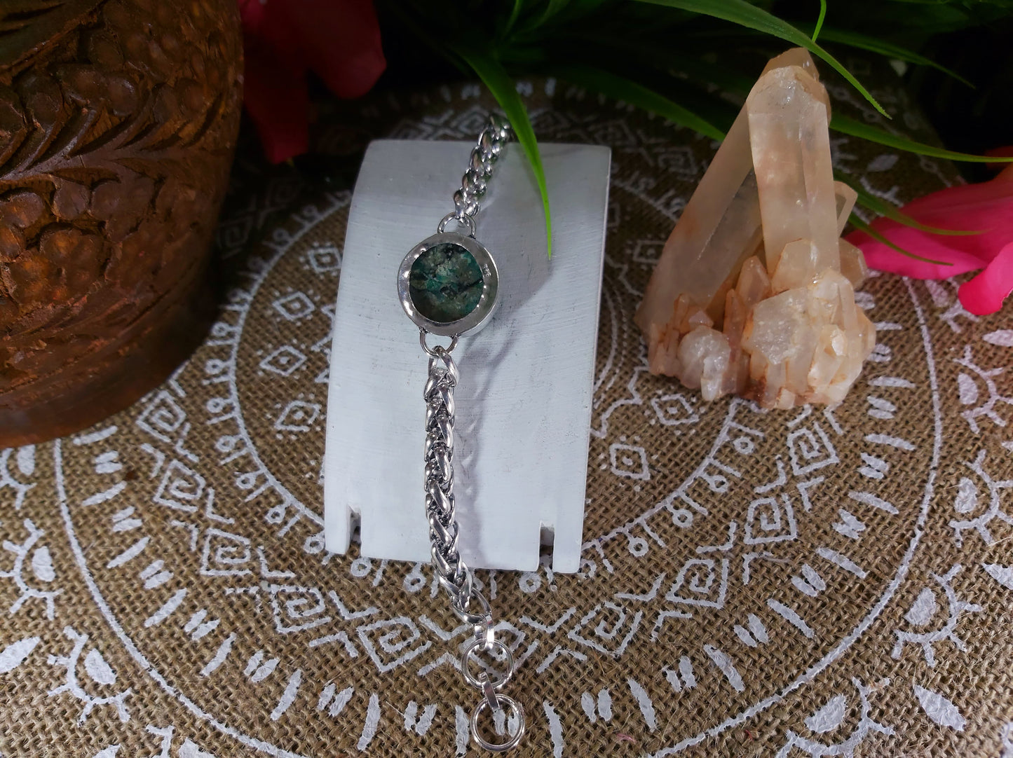 African Turquoise Gemstone Bracelet 20 cm (B19)