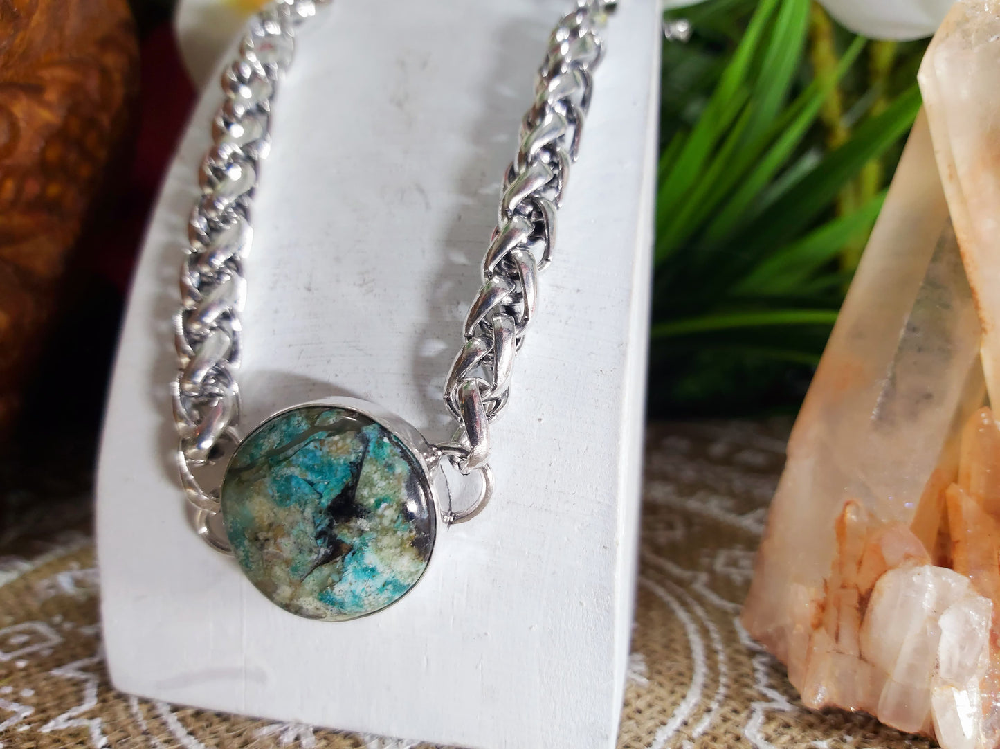 African Turquoise Gemstone Bracelet 20 cm (B19)