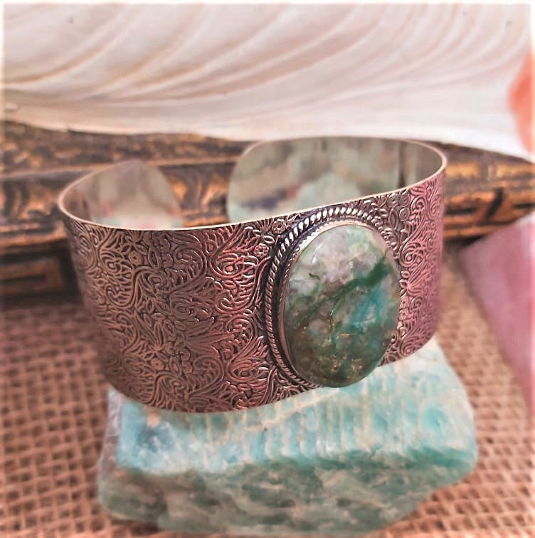Chrysocolla Heart Chakra Gemstone Bangle (B191)