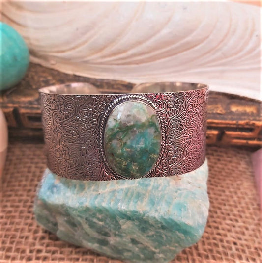 Chrysocolla Heart Chakra Gemstone Bangle (B191)