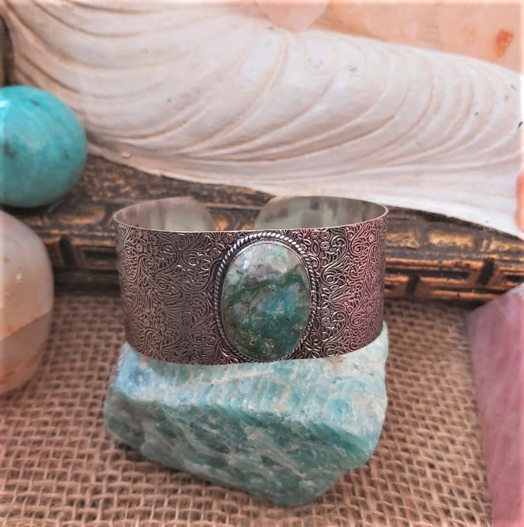 Chrysocolla Heart Chakra Gemstone Bangle (B191)