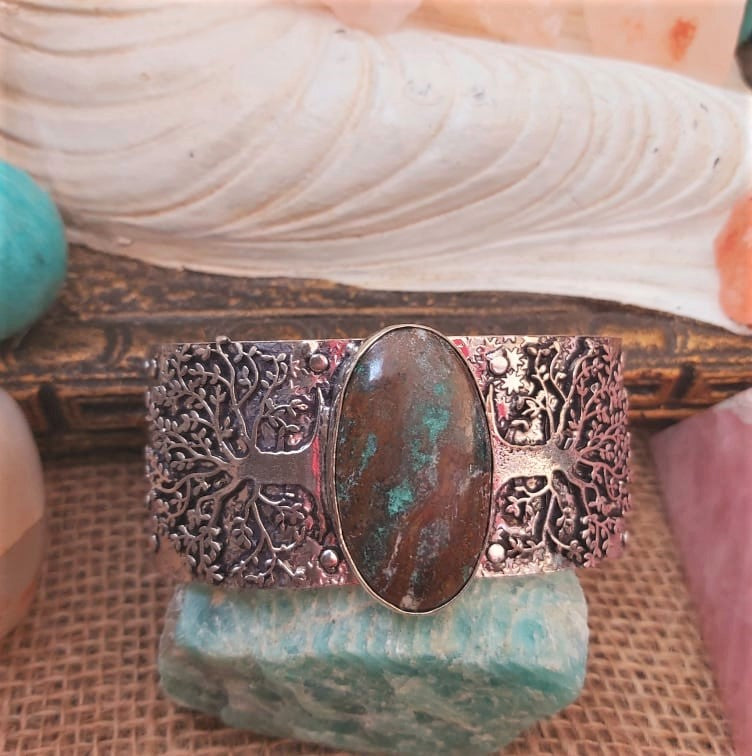 Chrysocolla Heart Chakra Gemstone Bangle (B192)