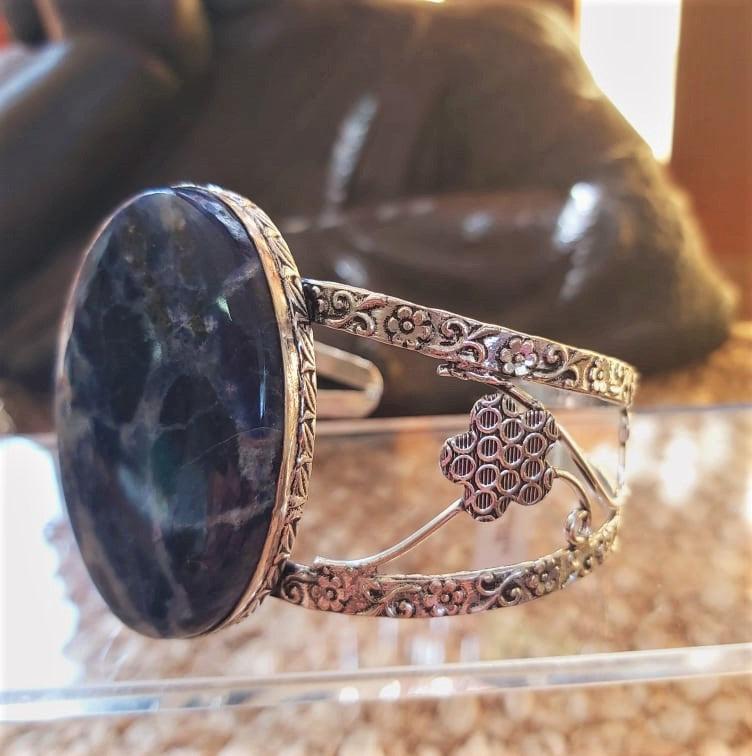 Sodalite Intuition Gemstone Bangle Bracelet (B193)