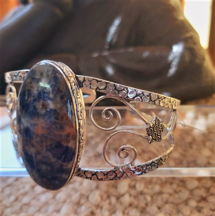Sodalite Intuition Gemstone Bangle Bracelet (B194)