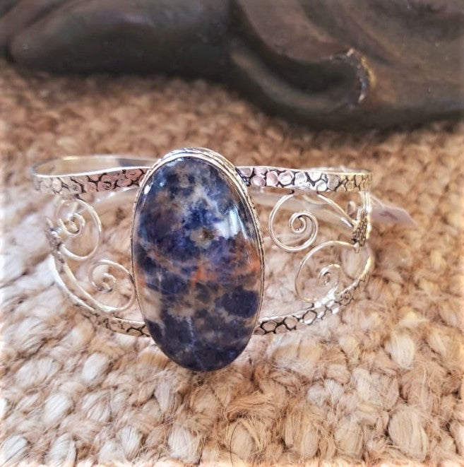 Sodalite Intuition Gemstone Bangle Bracelet (B194)