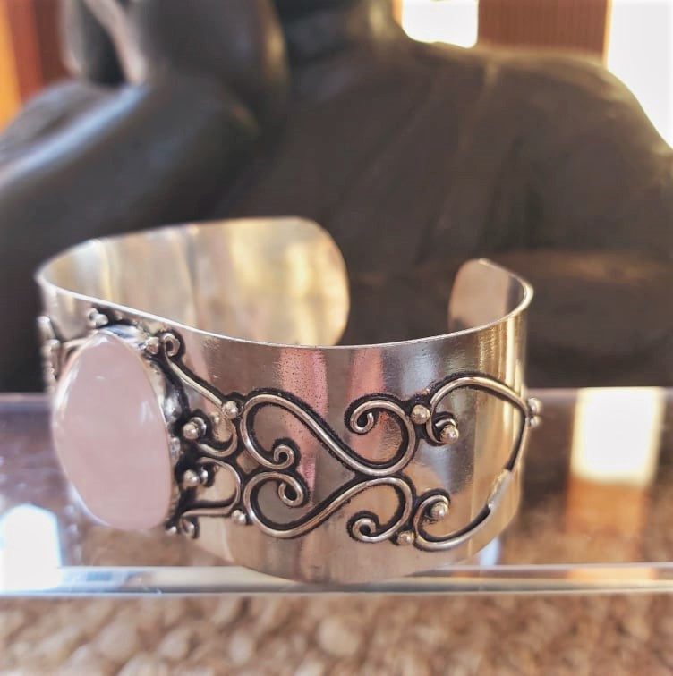 Rose Quartz True Love Gemstone Bracelet Bangle (B195)