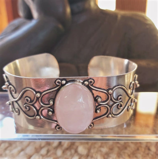 Rose Quartz True Love Gemstone Bracelet Bangle (B195)