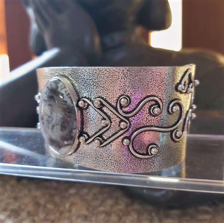 Dendritic Opal Spiritual Growth Adjustable Bangle (B217)