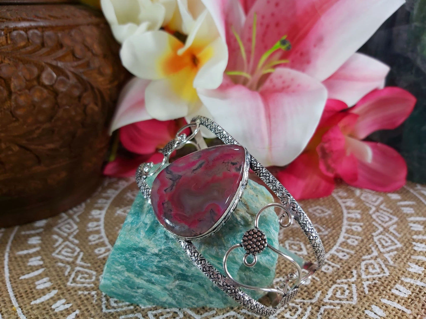 Moss Agate Inner Peace Gemstone Bangle (B46)