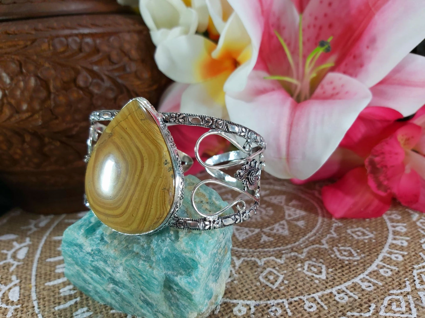 Picture Jasper Courage Gemstone Bangle (B48)