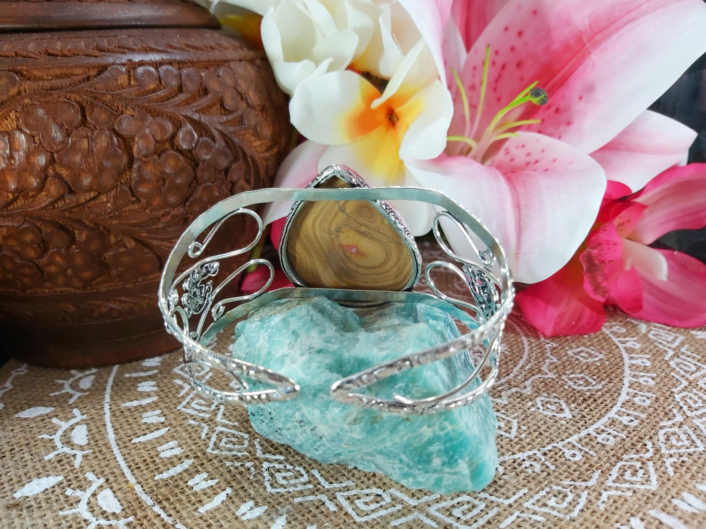 Picture Jasper Courage Gemstone Bangle (B48)