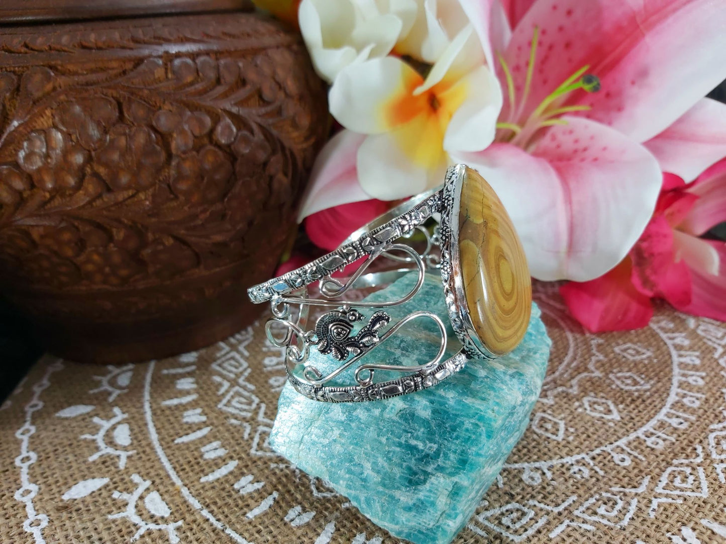 Picture Jasper Courage Gemstone Bangle (B48)