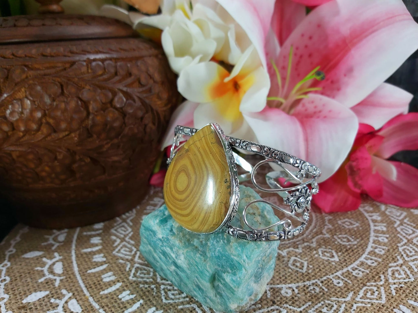 Picture Jasper Courage Gemstone Bangle (B48)