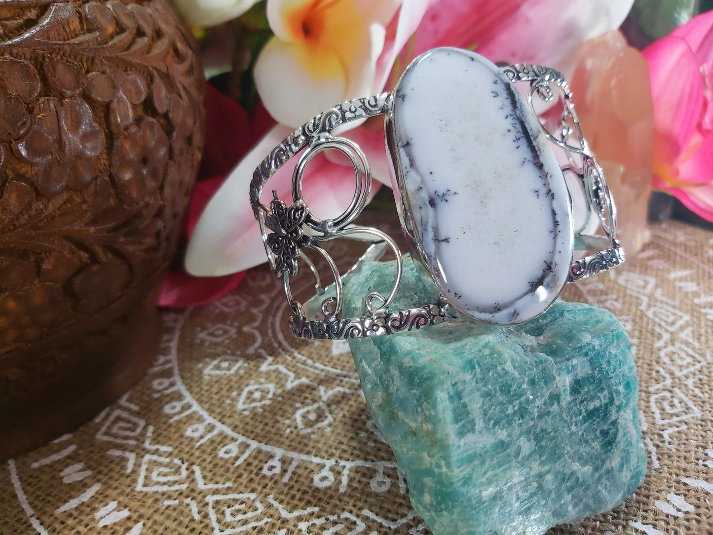 Dendritic Opal Spiritual Growth Adjustable Bangle (B62)