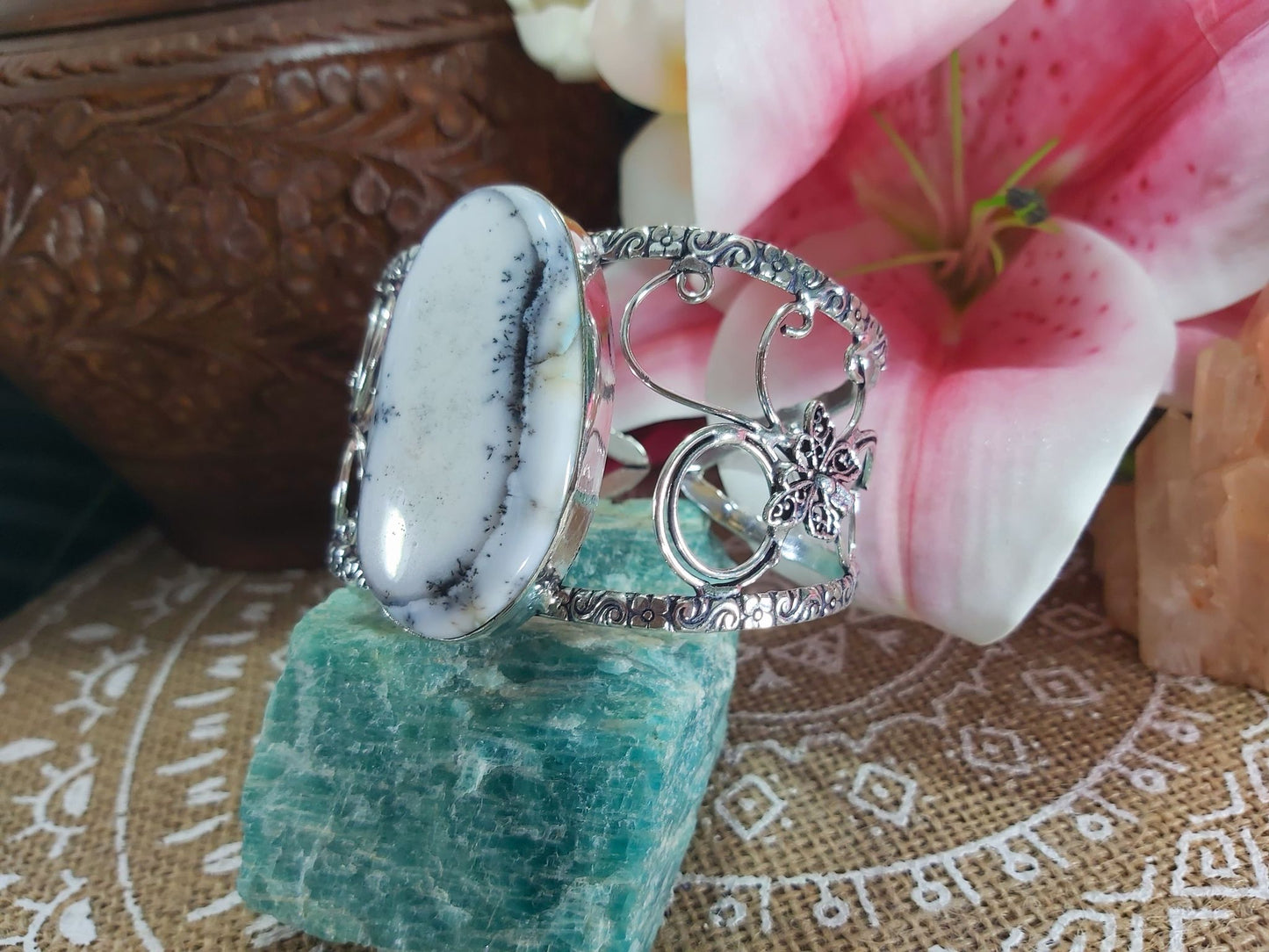 Dendritic Opal Spiritual Growth Adjustable Bangle (B62)