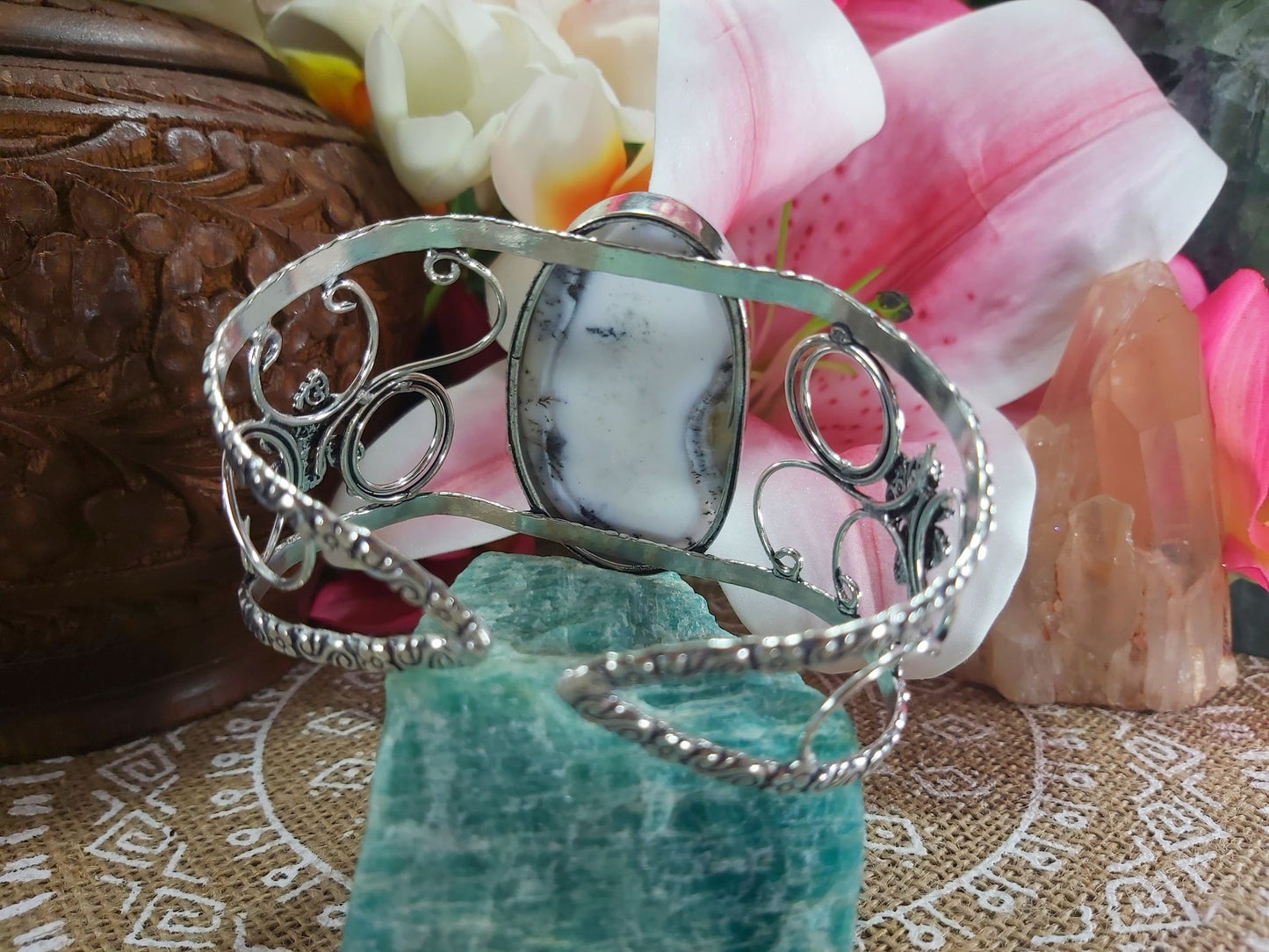 Dendritic Opal Spiritual Growth Adjustable Bangle (B62)