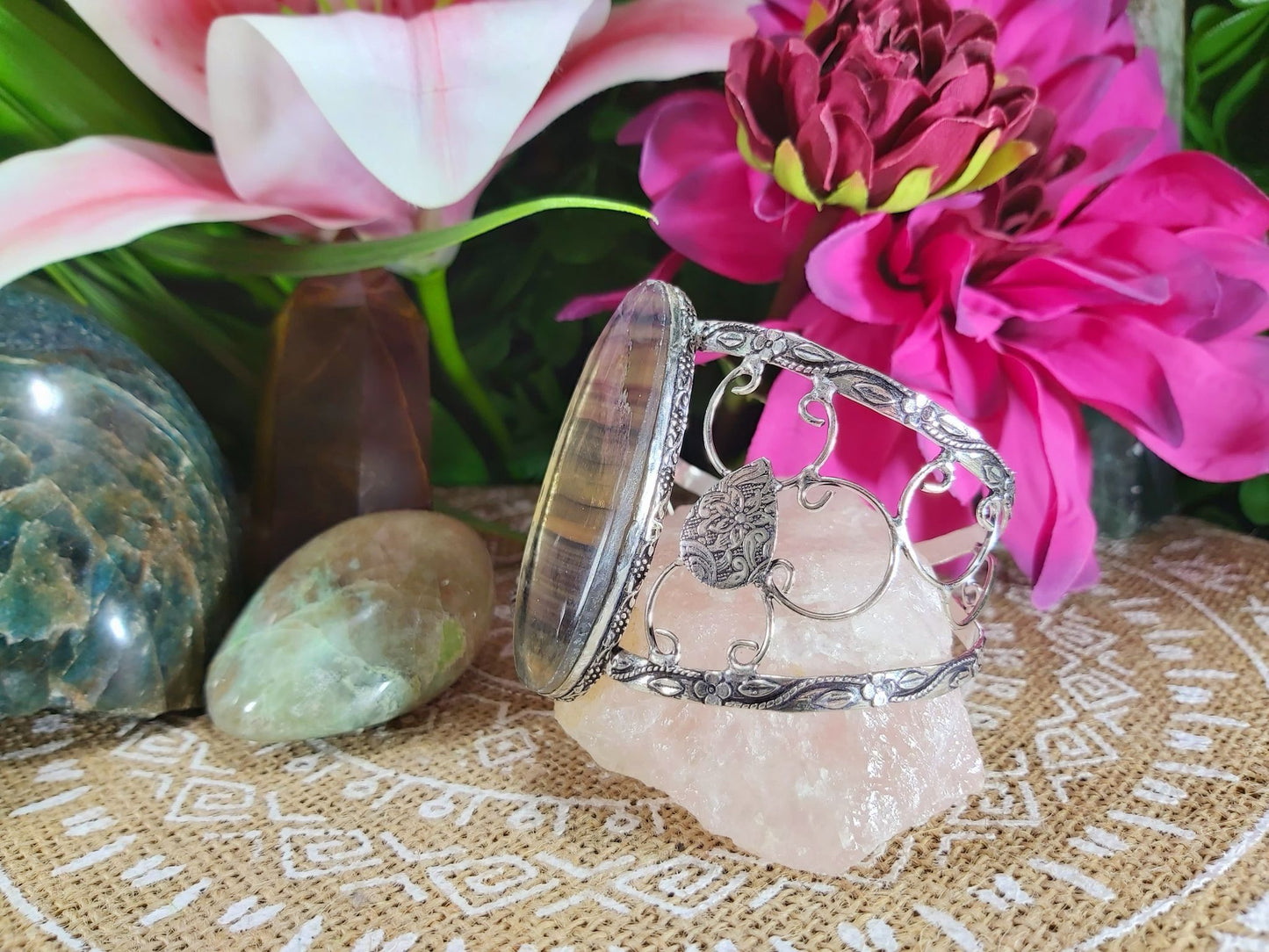 Fluorite Crystal Gemstone Protection Bangle (B67)