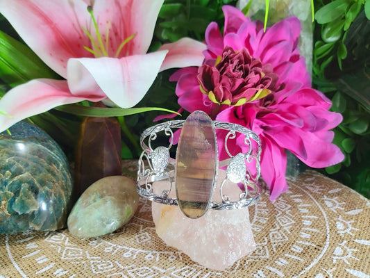 Fluorite Crystal Gemstone Protection Bangle (B67)