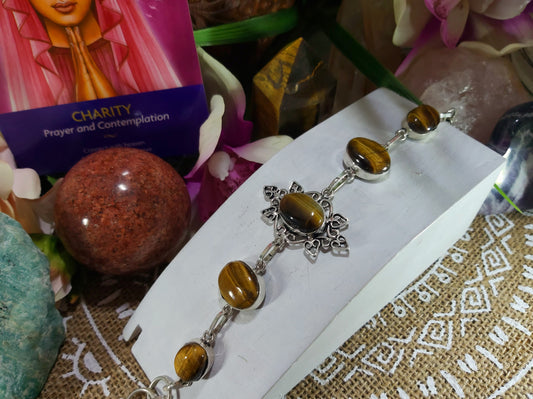 Tiger Eye Spiritual Grounding Bracelet 18 cm (BRC56)