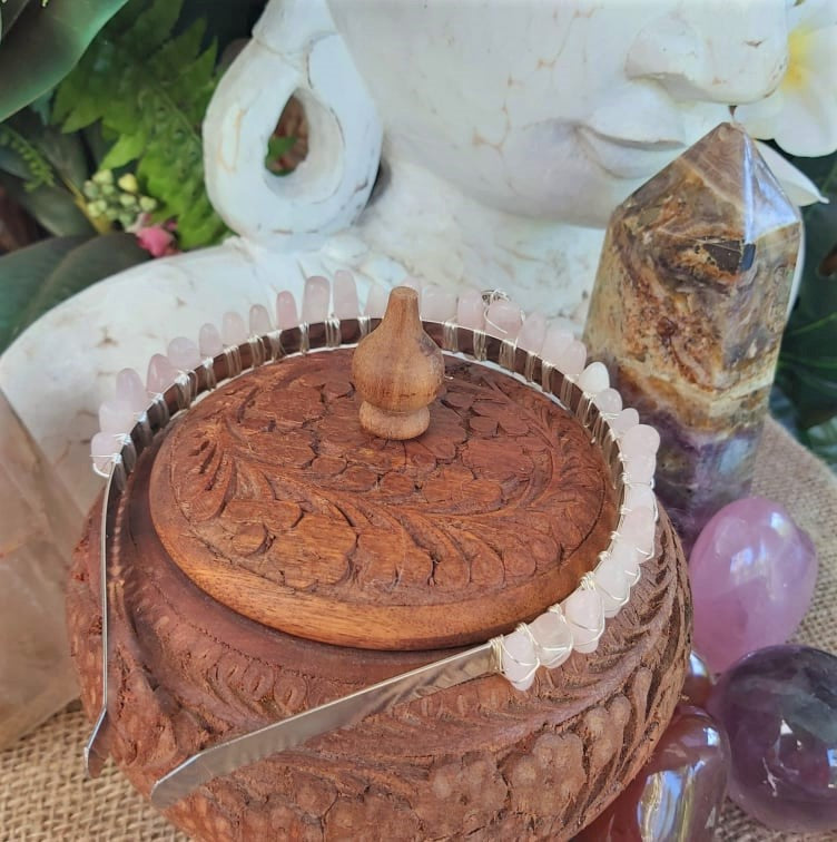 Rose Quartz Gemstone Crown Tiara Baroque Handmade (CR12)