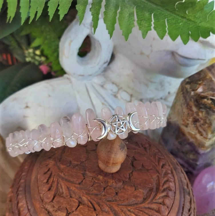 Rose Quartz Gemstone Crown Tiara Baroque Handmade (CR13)