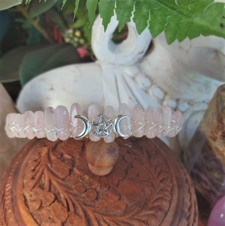Rose Quartz Gemstone Crown Tiara Baroque Handmade (CR13)
