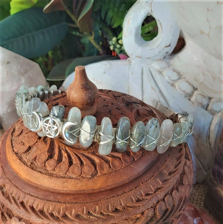 Labradorite Gemstone Crown Tiara Baroque Handmade (CR14)