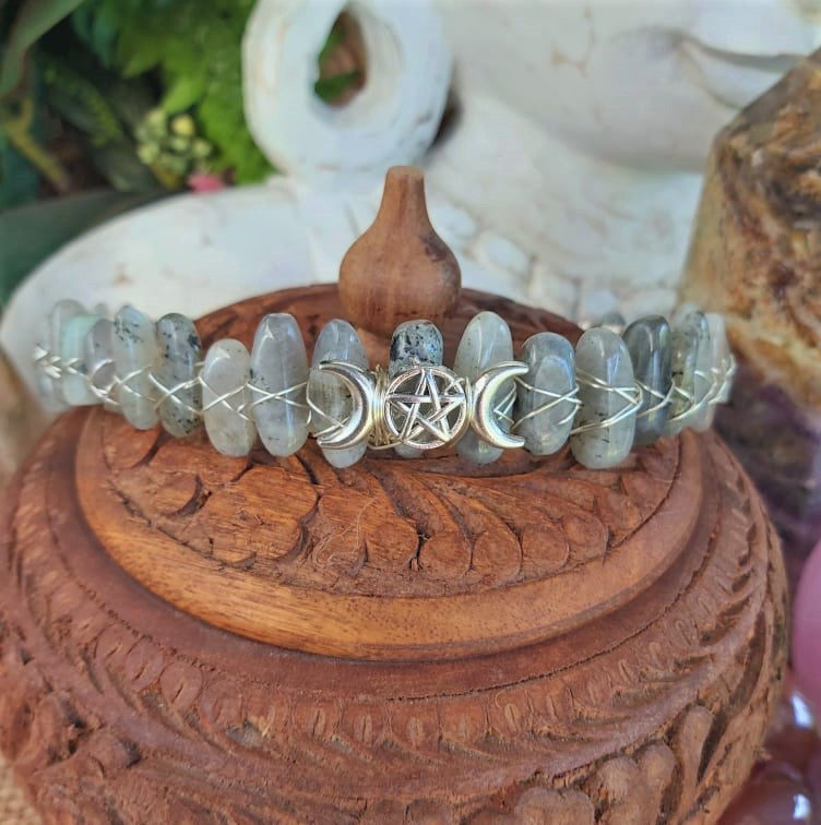 Labradorite Gemstone Crown Tiara Baroque Handmade (CR14)