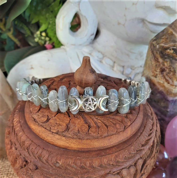 Labradorite Gemstone Crown Tiara Baroque Handmade (CR14)