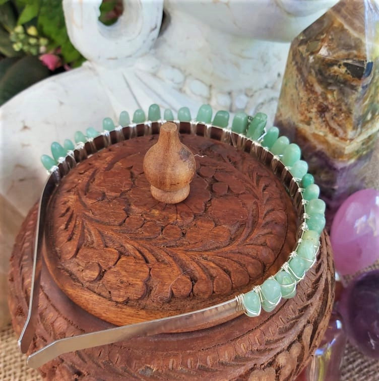 Aventurine Gemstone Crown Tiara Baroque Handmade (CR15)