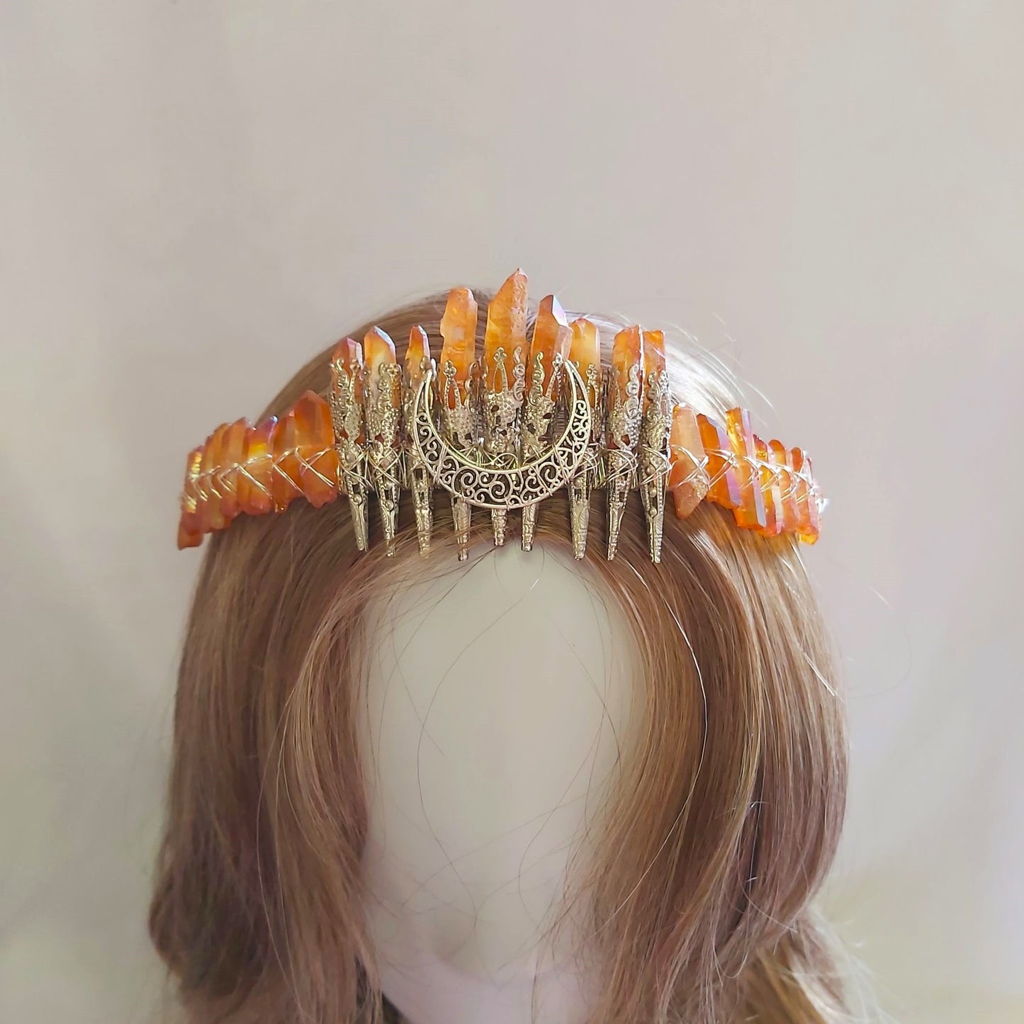 Quartz Crystal Gemstone Crown Tiara Handmade (CR44)