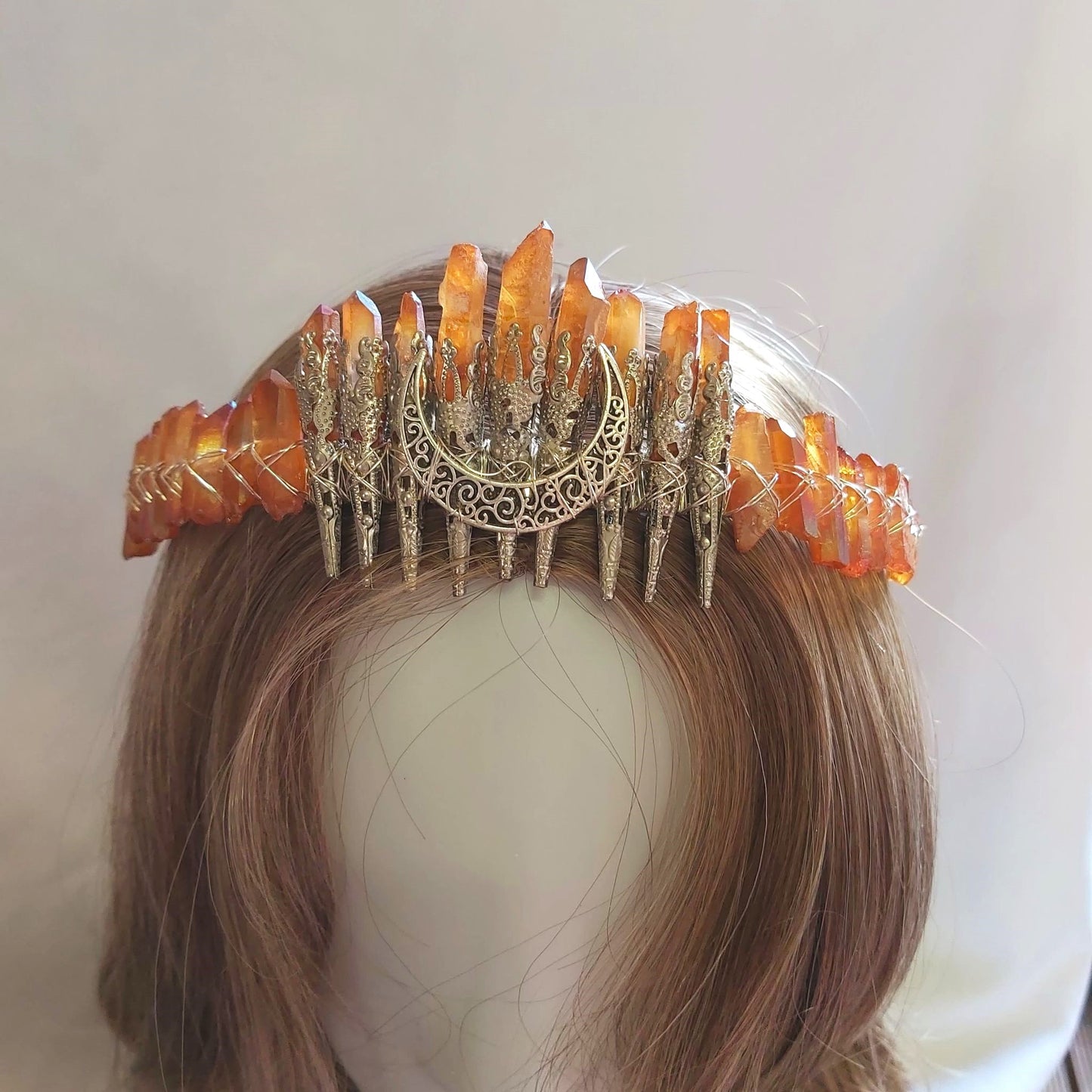 Quartz Crystal Gemstone Crown Tiara Handmade (CR44)