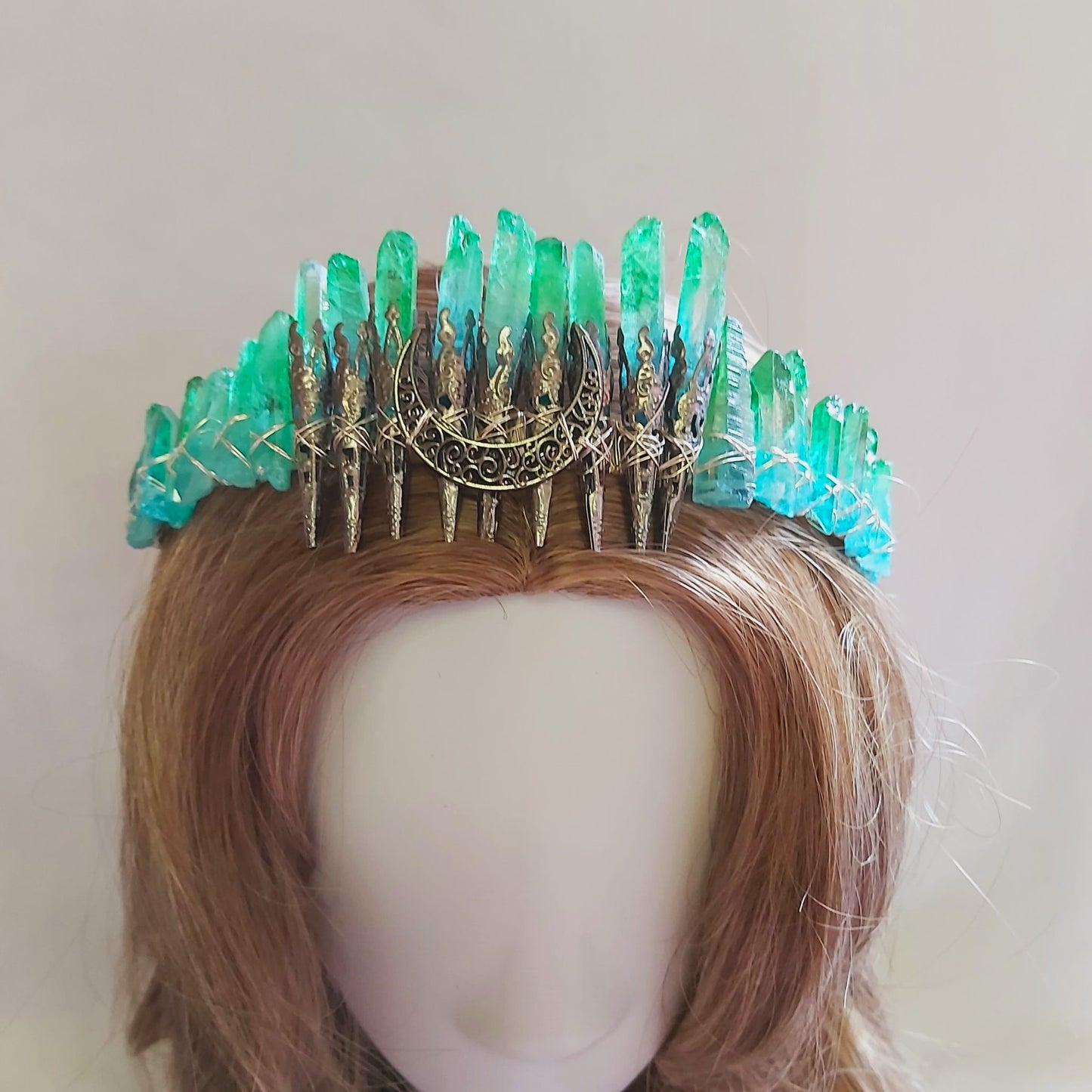 Quartz Crystal Gemstone Crown Tiara Handmade (CR49)