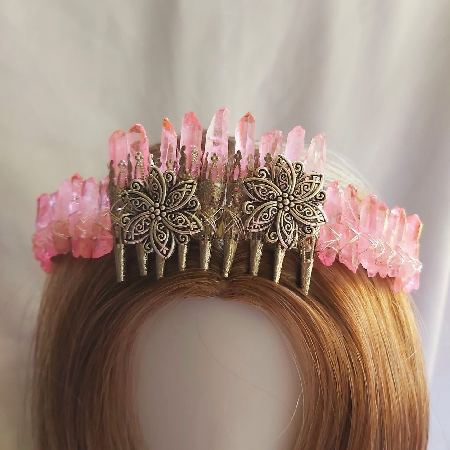 Quartz Crystal Gemstone Crown Tiara Handmade (CR55)