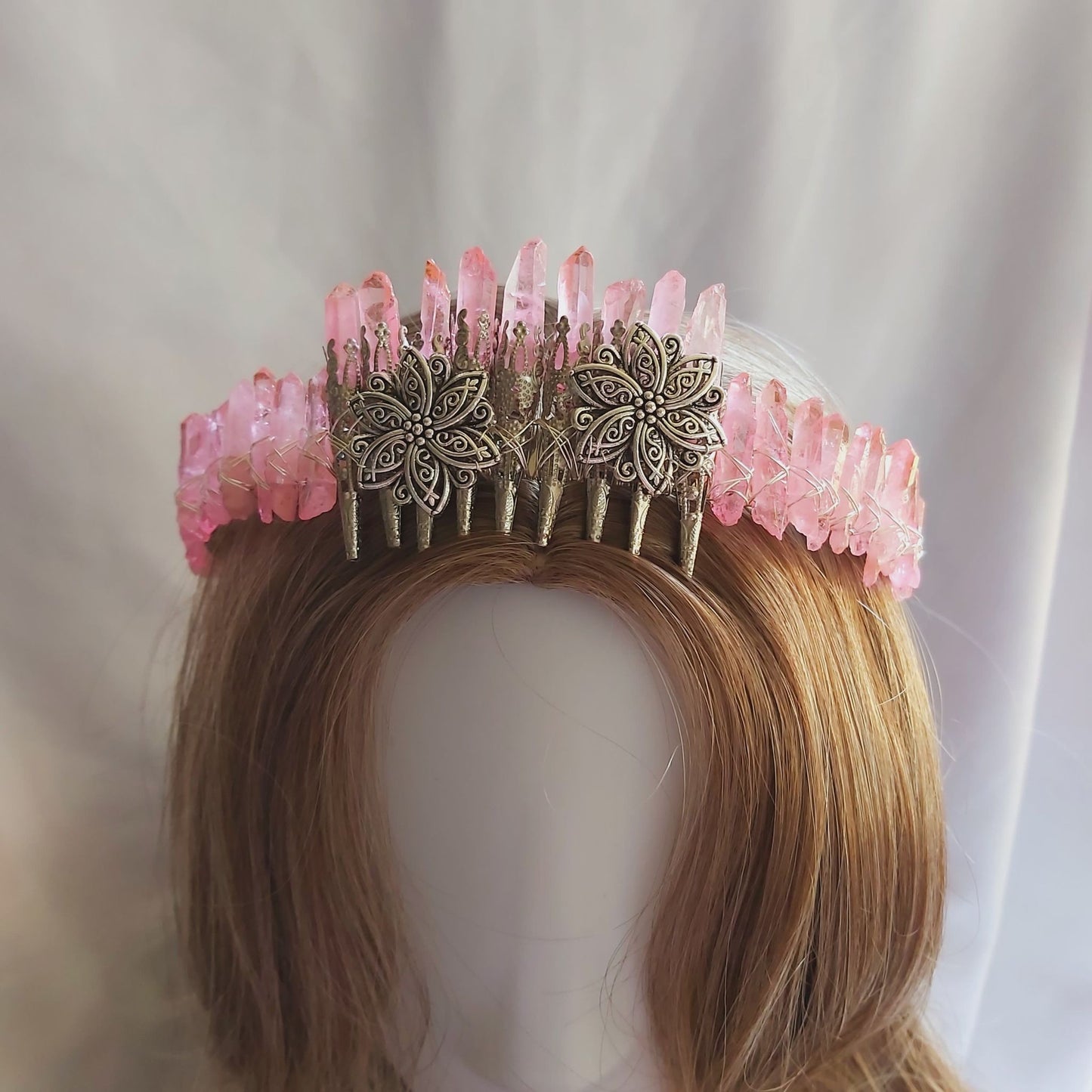 Quartz Crystal Gemstone Crown Tiara Handmade (CR55)