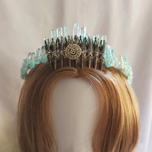 Quartz Crystal Gemstone Crown Tiara Handmade (CR56)