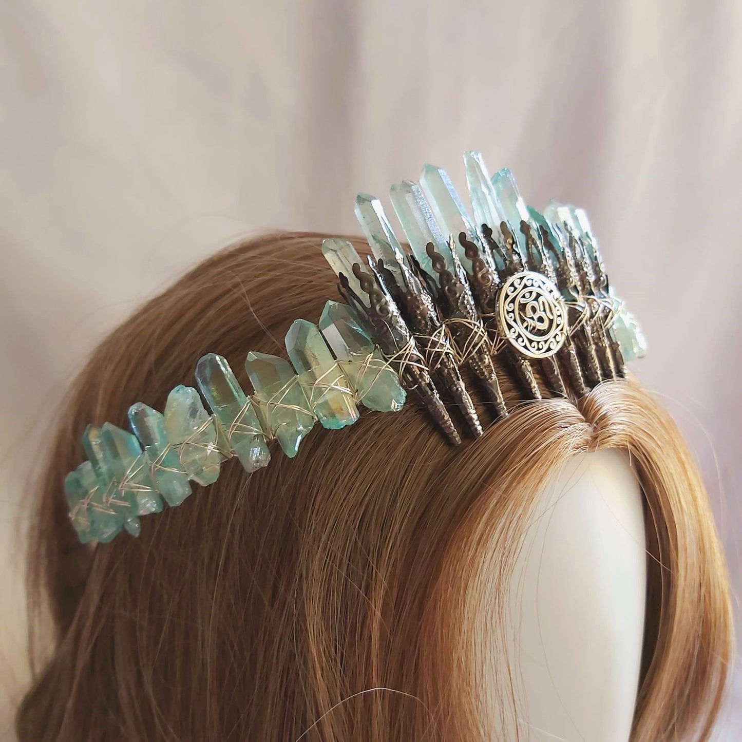 Quartz Crystal Gemstone Crown Tiara Handmade (CR56)