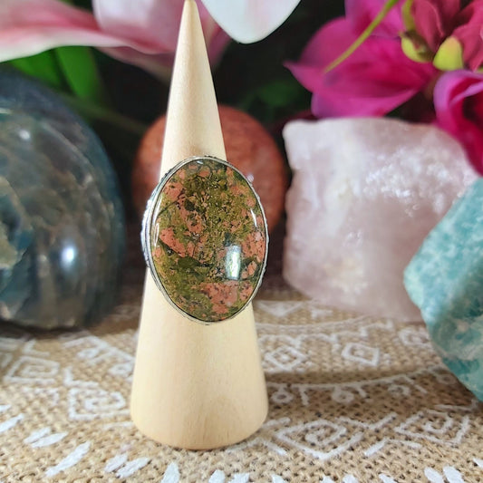 Unakite Emotional Release Ring Size US 9 (E1070)