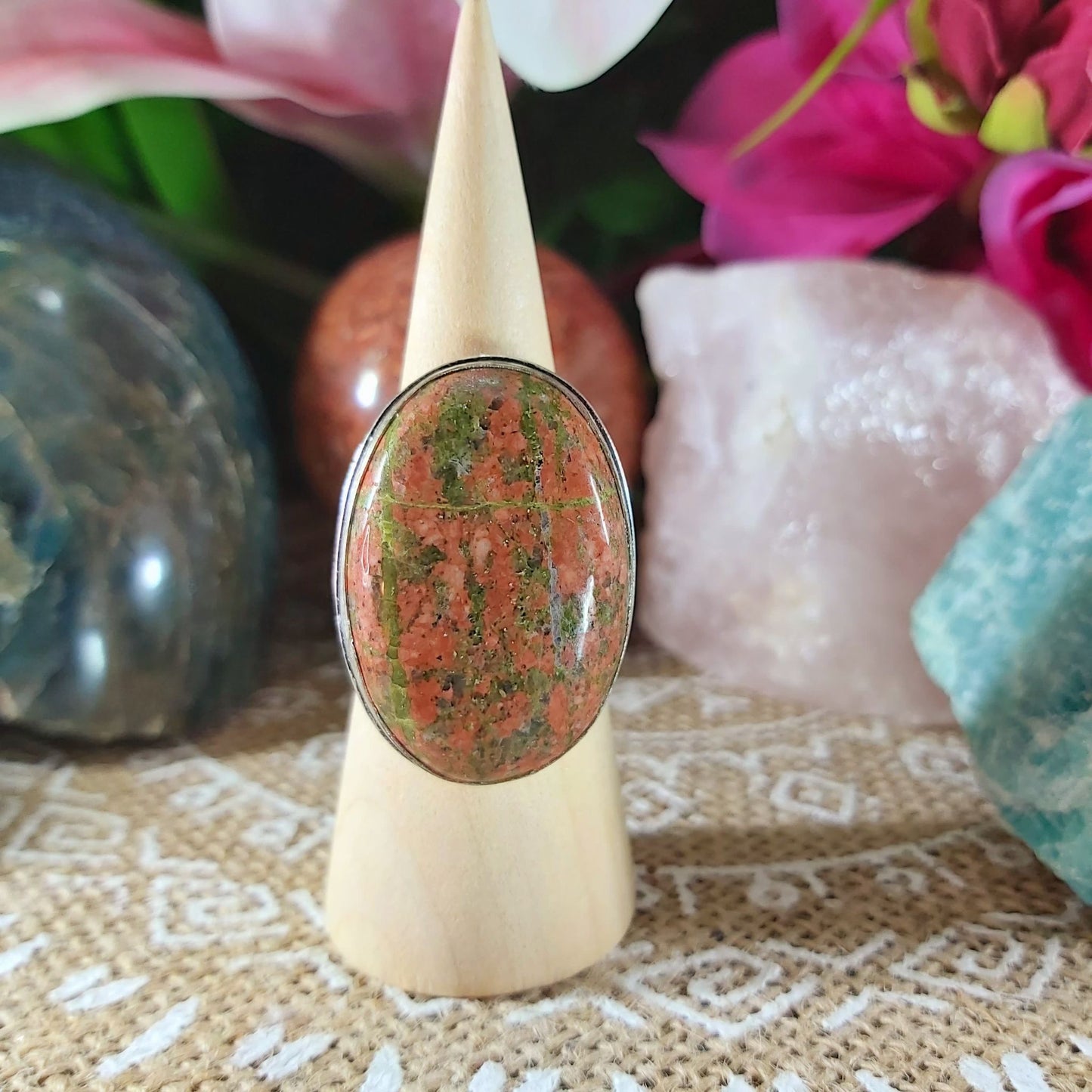 Unakite Emotional Release Ring Size US 9 (E1071)