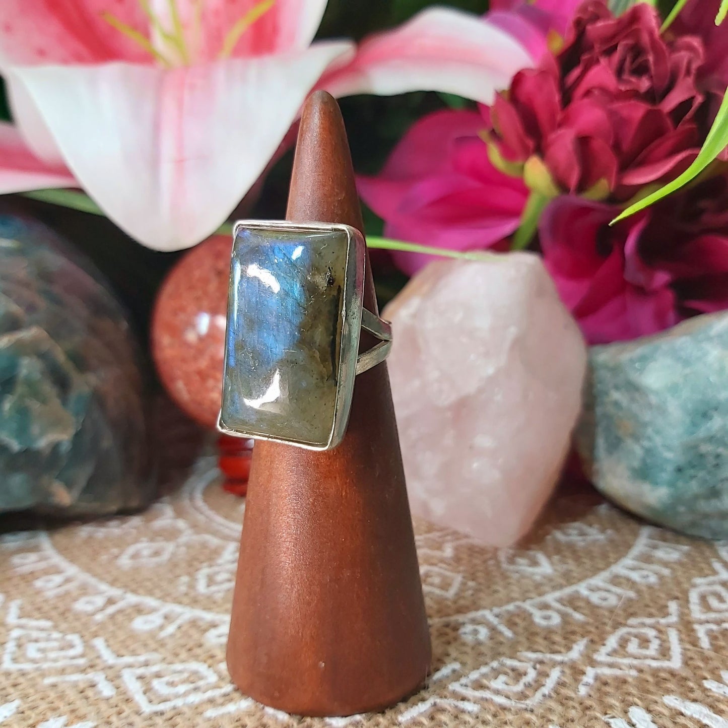 Labradorite Psychic Protection Gemstone Ring US 6 (E1190)